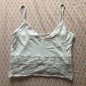 Forever 21 White Small Crop Top w Lace